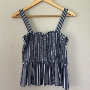 LOFT Navy and White Striped Tank Top XS